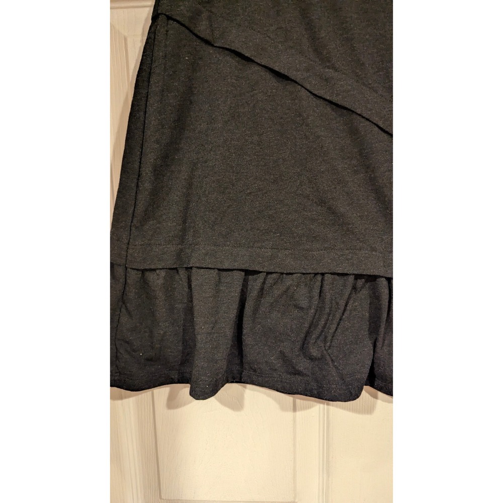 prAna Mini Skirt Medium Black Wool Blend Ruffle Hem Casual Boho Dark Academia - Picture 2 of 6